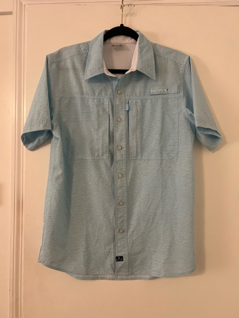 Salt Life Light Blue Short-Sleeve Casual Button-Down Shirt size S
